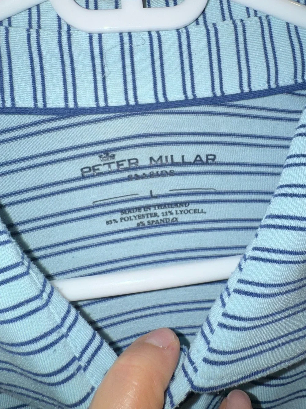 Peter Millar Men's Polo Bundle - White and Light Blue Striped - Picture 6 of 15